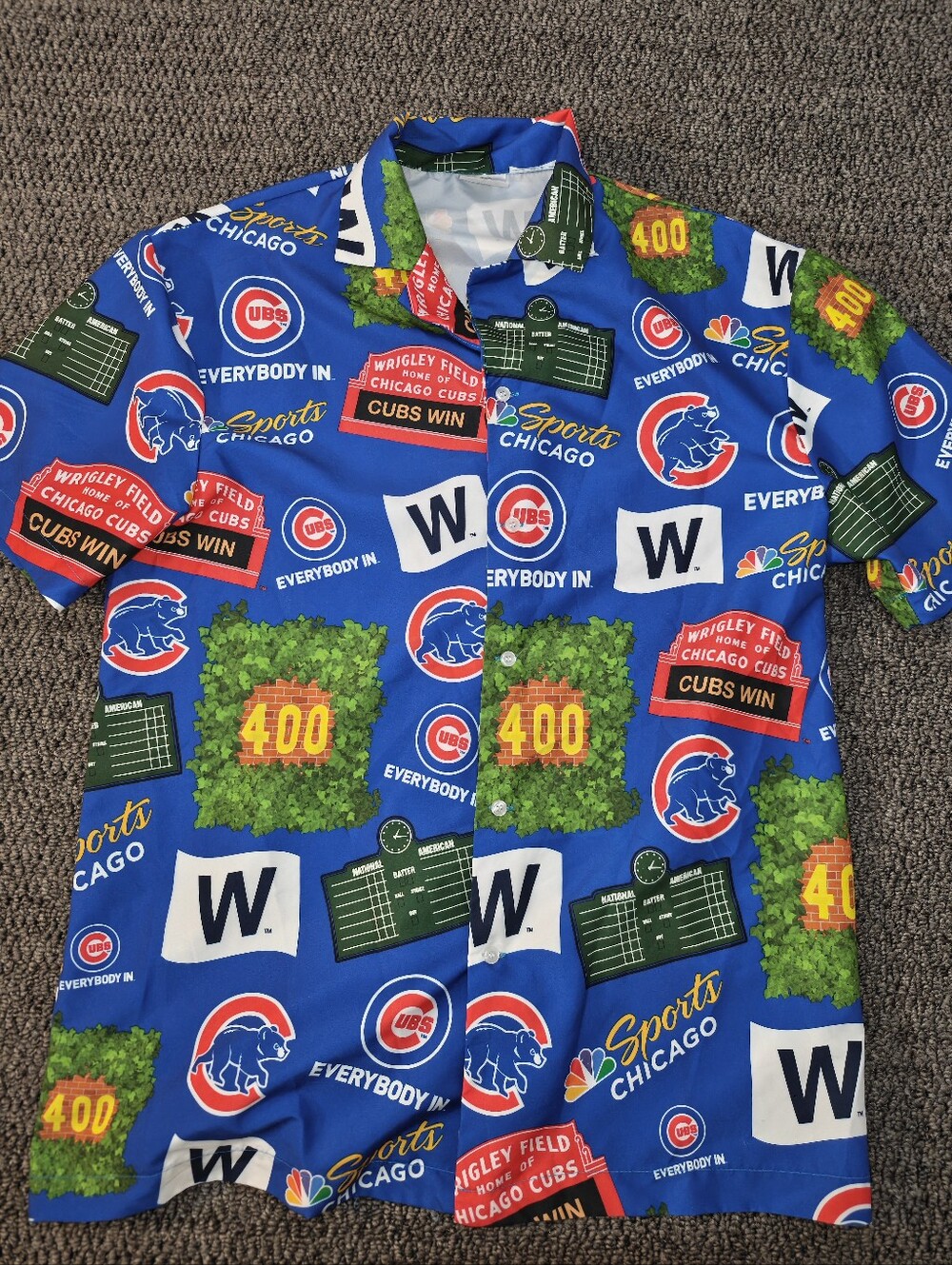 Chicago Cubs All-Over Promotional Print Short Sleeve Camp Shirt